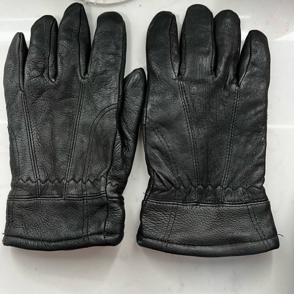 Black Leather Motorcycle Gloves